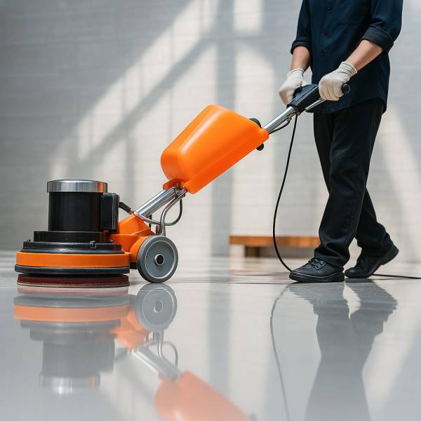 métallisation de sol thermoplastique par AMB Propreté